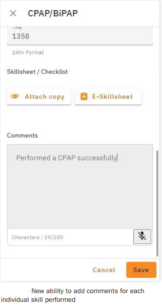 Add comments feature- Fisdap Competency Tracker